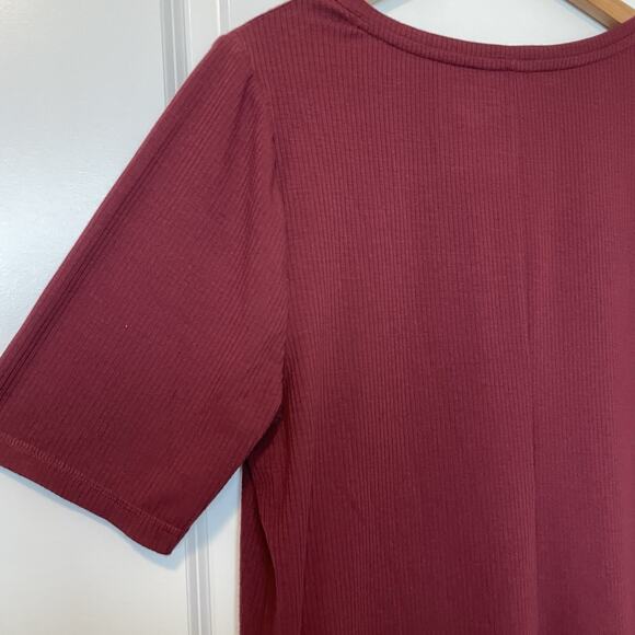 Lane Bryant Button Down Ribbed Tshirt Women's Size 2X 16-18 Maroon Red Stretchy - Picture 5 of 8